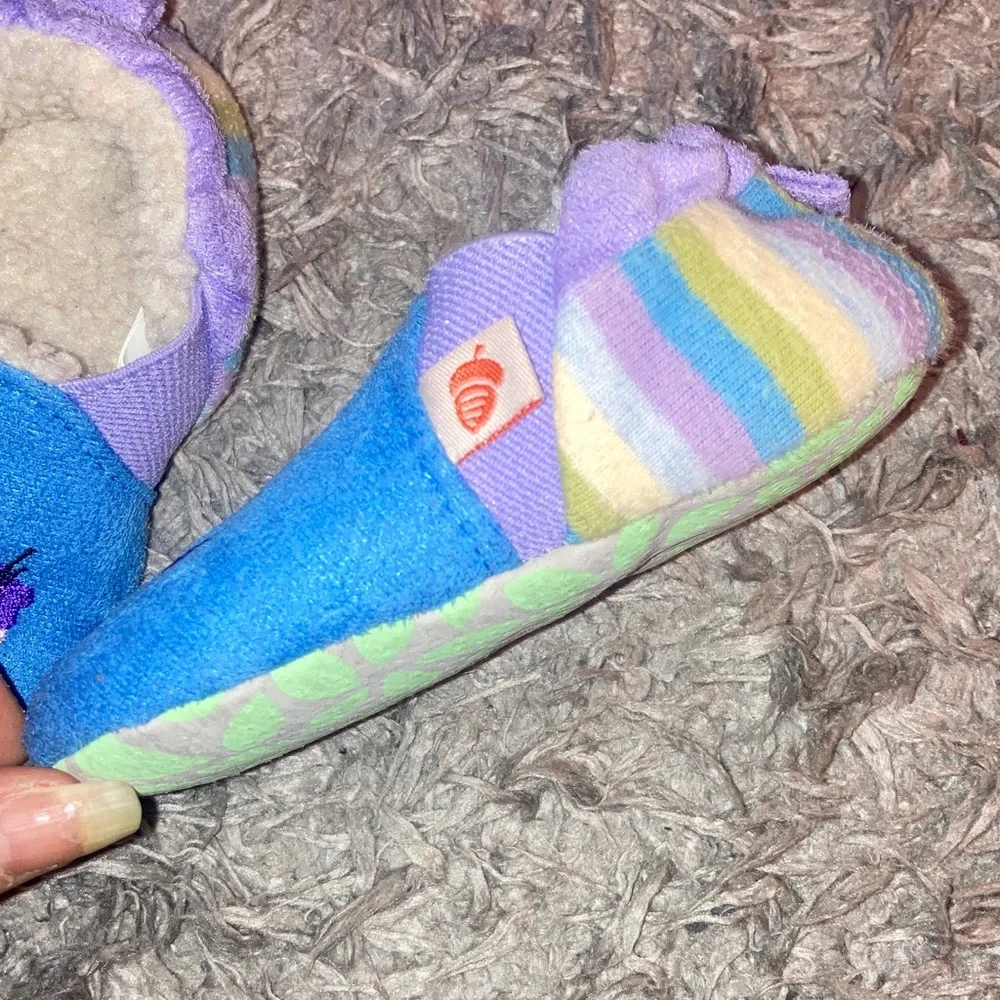 Acorn sea otter, 18 24 months moccasins Blue and Purple Baby Slippers boy girl